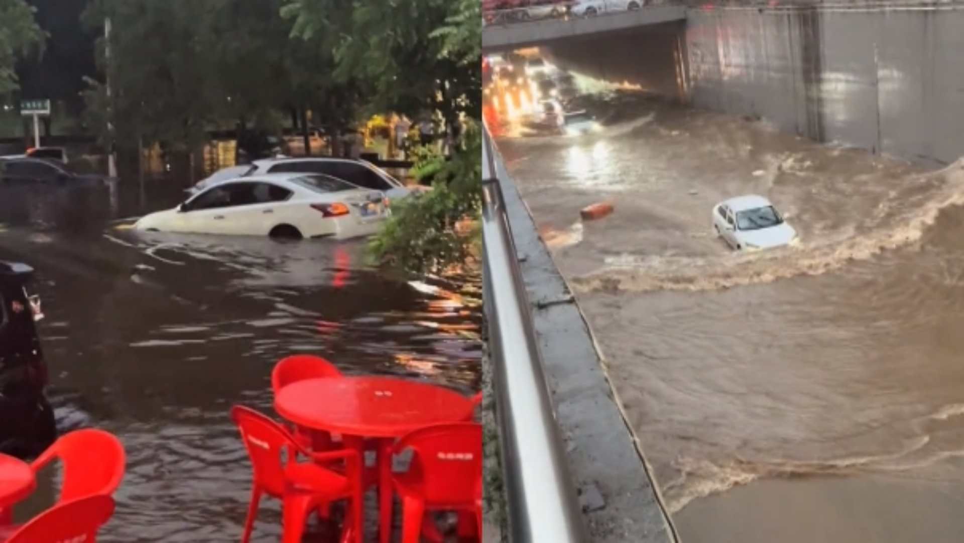 沈阳突降暴雨道路积水成河:车在水上漂,回家要经历“惊涛骇浪”哔哩哔哩bilibili