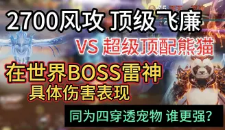 Download Video: 同为4穿透宠物 2700风攻顶级飞廉VS超级顶配熊猫 在世界BOSS雷神具体伤害表现 谁更强？