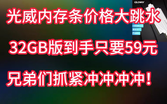 【光威内存条价格大跳水,直降三百元!32GB版到手只要59元!史低啦,兄弟们抓紧冲冲冲!哔哩哔哩bilibili