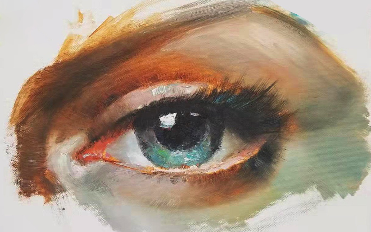 油画画一只超写实眼睛你的眼里或许有一片汪洋大海