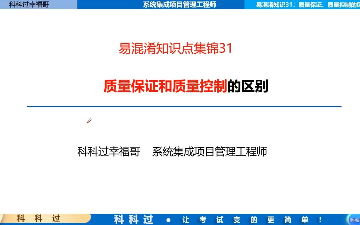 【中级】易混淆考点锦集31:质量保证和质量控制的区别哔哩哔哩bilibili