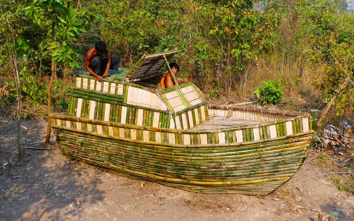 竹筏船图片制作过程图片
