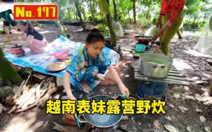 Download Video: 越南表妹来参加野外露营，搞起了野炊，亲手制作菠萝蜜鸡蛋卷，众人品尝乐融融