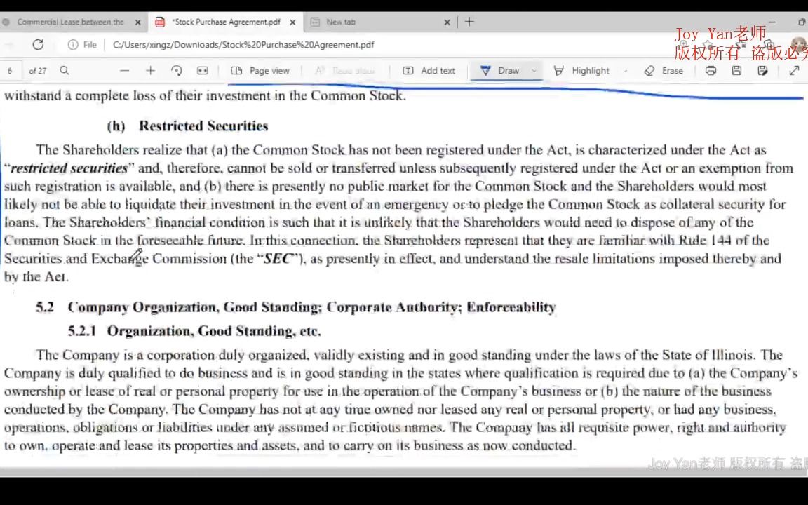 [图]Stock Purchase Agreement 试听课- 美国法律实务课 （英文法律实务/法律英语：商法公司法类，涉外法律顾问/涉外法务培训课程）