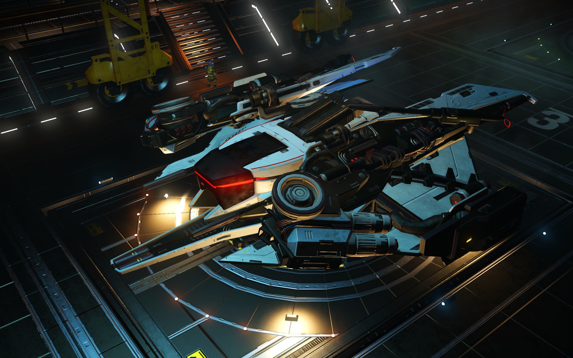 【无人深空】—护卫拦截机-白色折叠翼机体-仅7喷