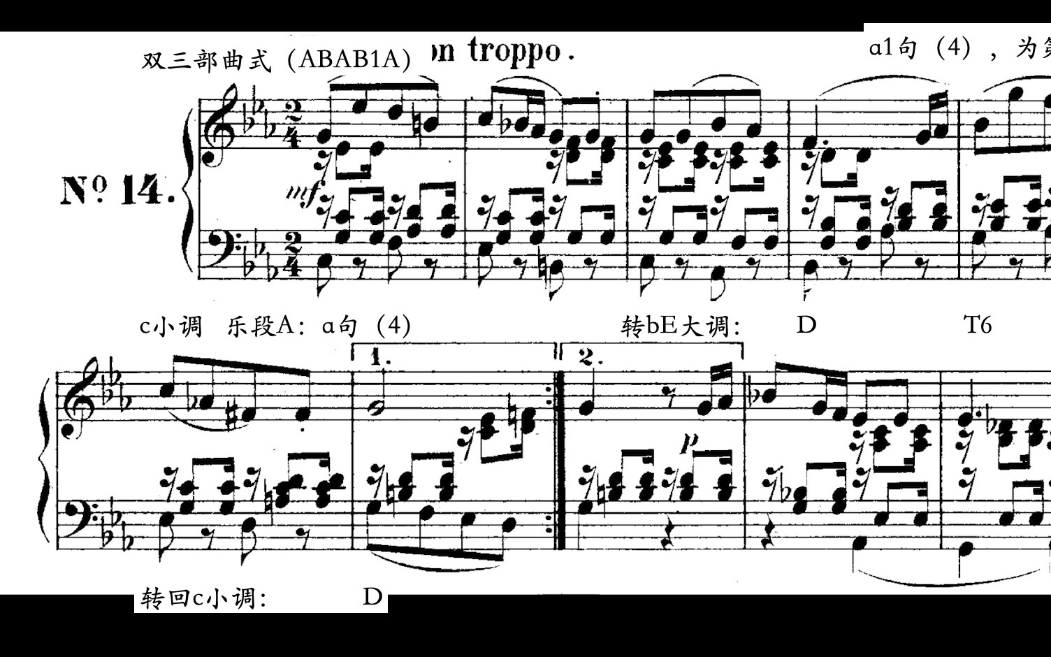 [图]【曲谱同步/曲式分析/门德尔松】Song Without Words, Op. 38: II. Allegro non troppo（失去的快乐）