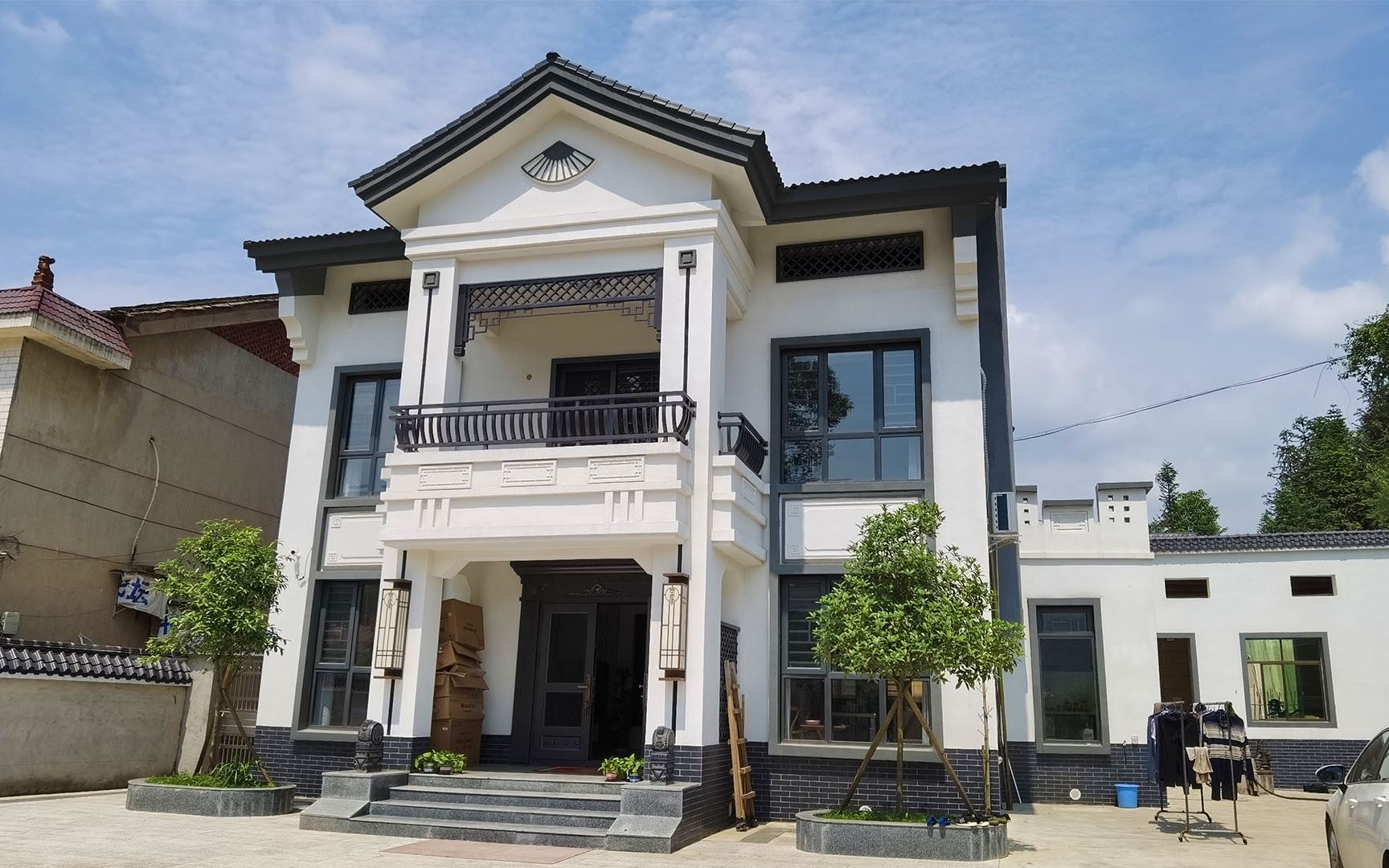 航拍岳阳农村中式别墅,造型真漂亮,旁人路过都忍不住多看一眼!