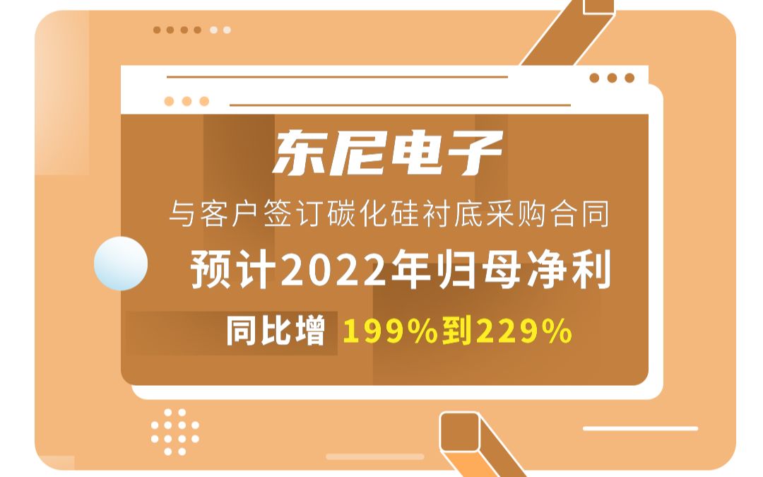 东尼电子与客户签订碳化硅衬底采购合同,预计2022年归母净利同比增199%到229%哔哩哔哩bilibili