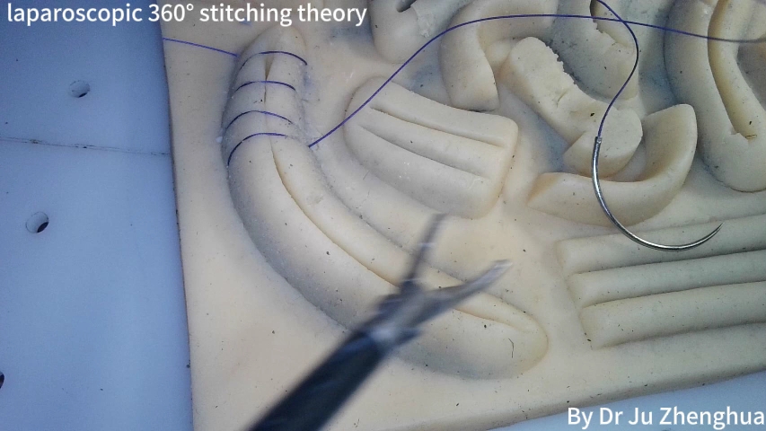 顶级腹腔镜缝合能力是怎样练成的,腹腔镜连续缝合,线长45厘米,持针器从4点处进入,由钩针法向反针法过渡.难度指数:一颗星哔哩哔哩bilibili