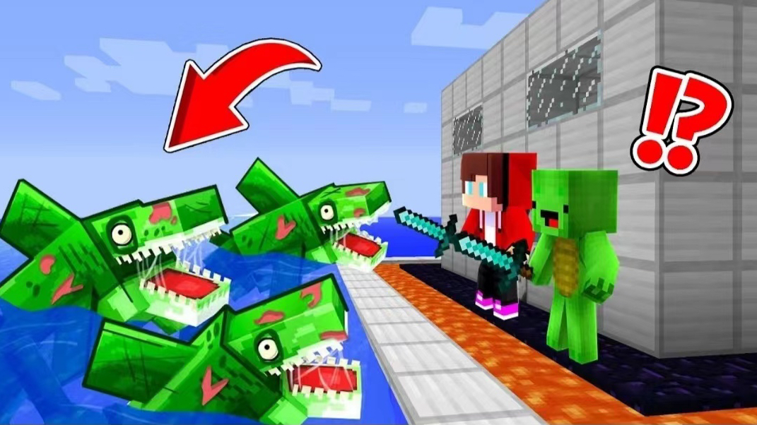 mc我的世界:海上遇难!竟遇见僵尸鲨鱼?