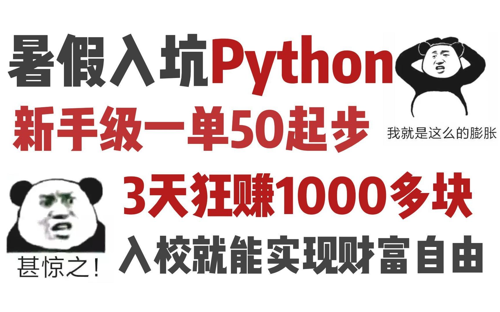 自学Python赚取生活费,3天入账1000多块,分享详细方法,给大家看看用Python赚钱的姿势,不看绝对遗憾终身!哔哩哔哩bilibili