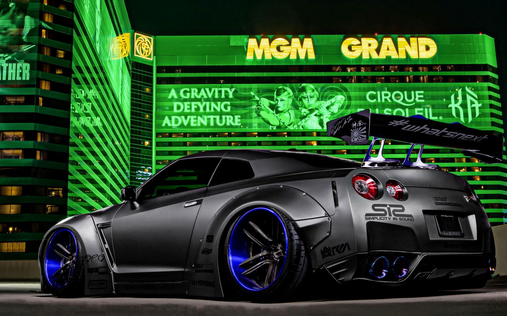 这才是lbwk宽体不败战神gtr始祖2014赌城sema展首发armytrix排气