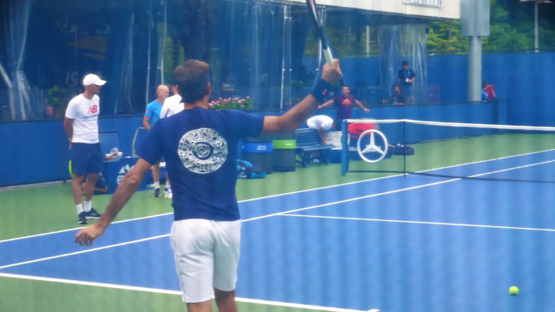 roger federer backhand slow motion court level view