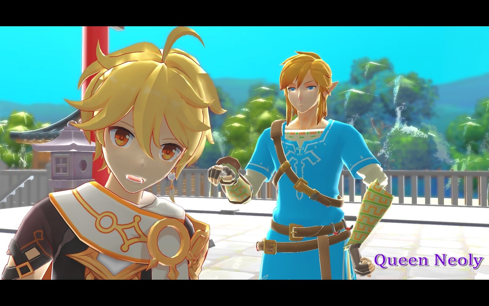 [图]BOTW Link X Aether Traveler Love Together, Yo soy tu 【塞尔达传说mmd X 原神mmd】