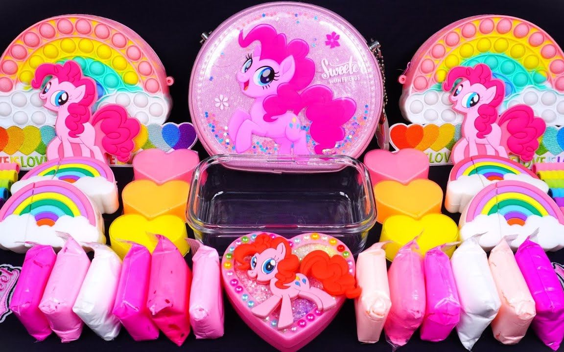 15种粉红色小马宝莉的彩泥,水晶泥做史莱姆,少儿益智手工玩具