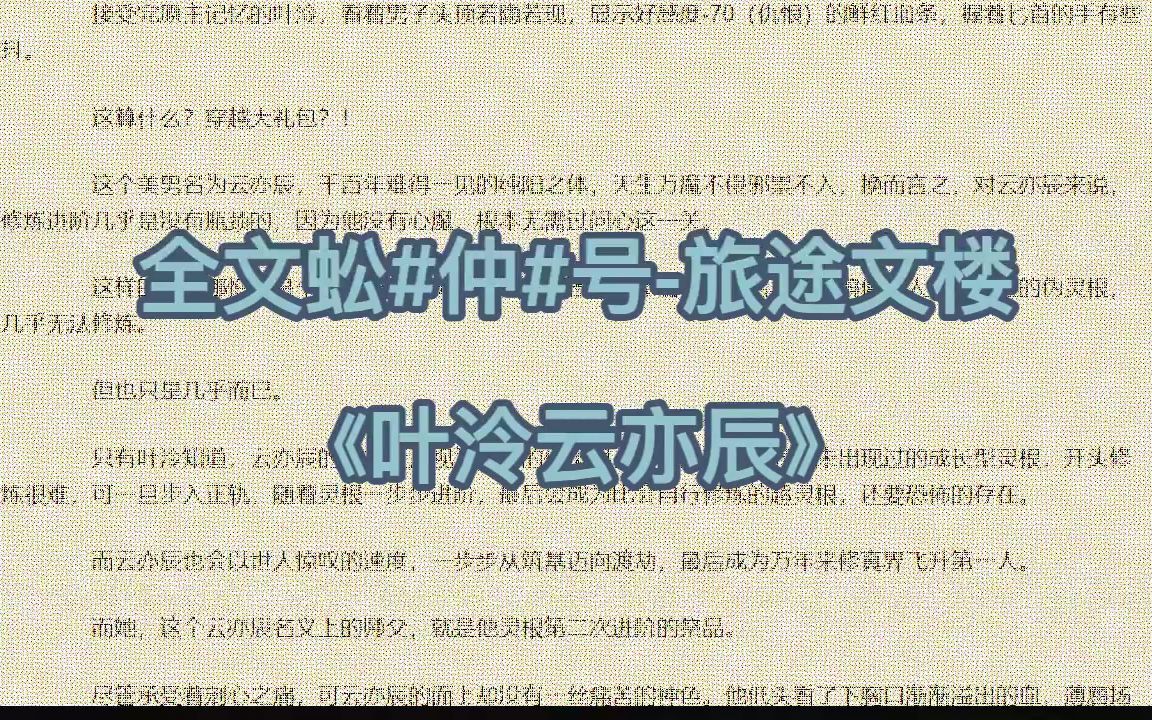 「叶泠云亦辰」《叶泠云亦辰》经典小说推荐哔哩哔哩bilibili