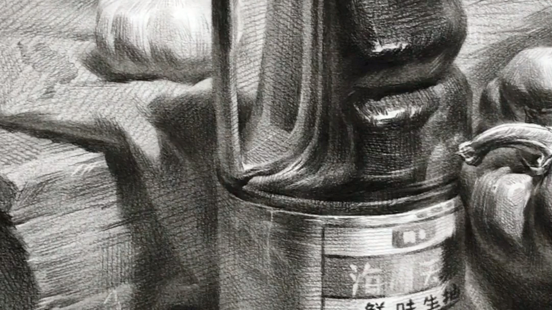 一幅素描海天酱油水果组合