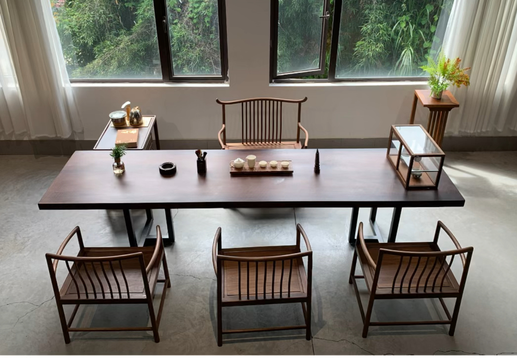 北美黑胡桃大板茶桌 自然而然