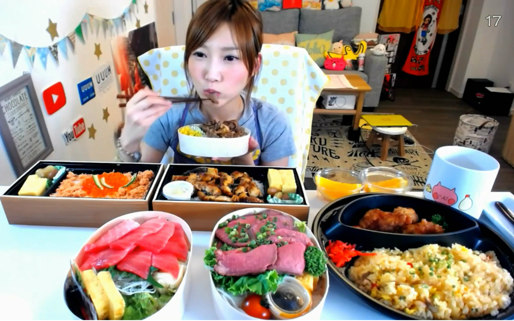 【吃播剪说话精剪x3倍速】160612吃货木下晚餐直播烤牛肉盖饭,鳗鱼饭