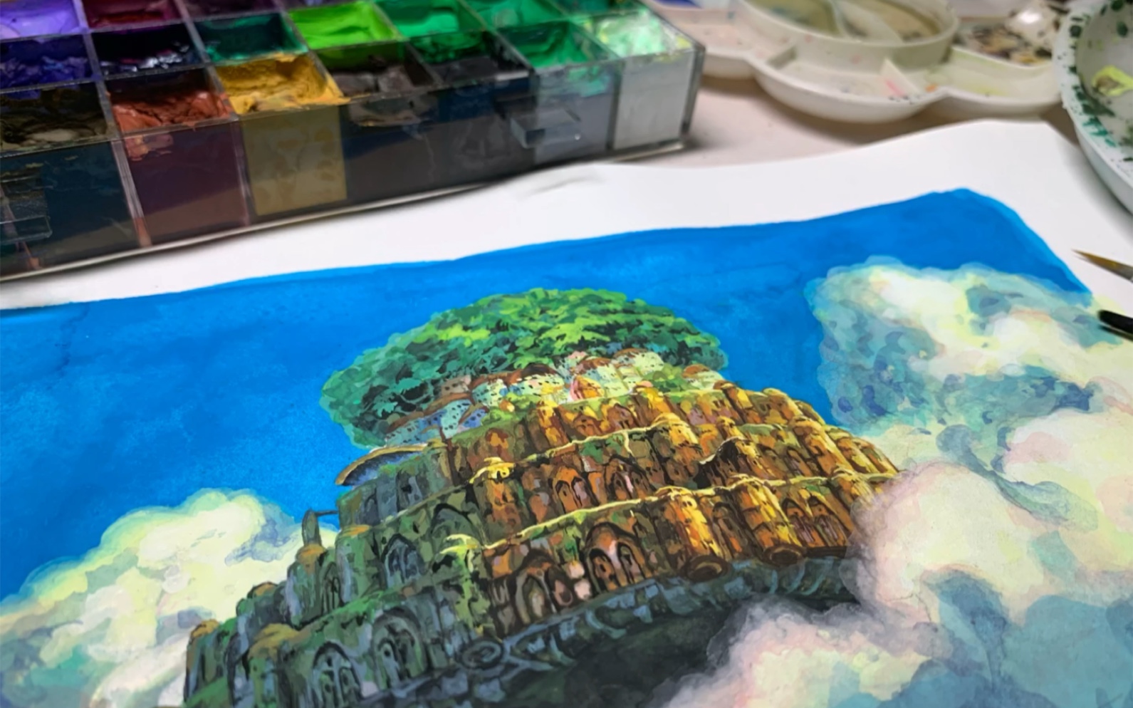 天空之城拉普达(不透明水彩临摹)