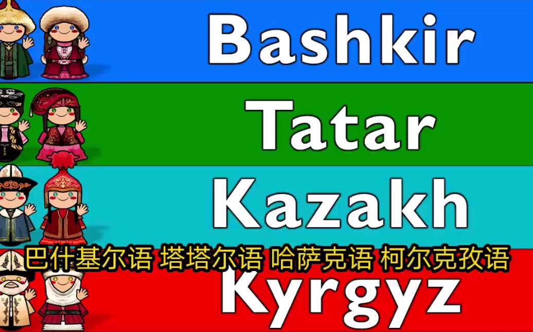 突厥语系 钦察语支对比(巴什基尔语 塔塔尔语 哈萨克语 柯尔克孜语)哔哩哔哩bilibili