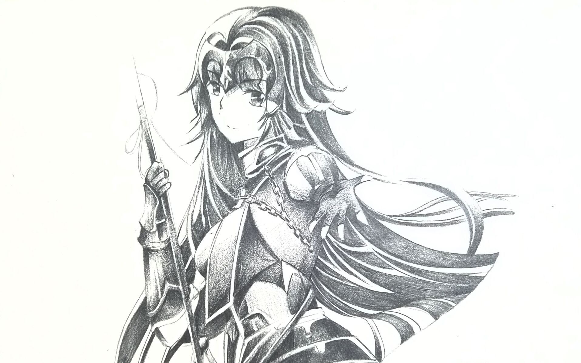 活动作品铅笔手绘120分钟从线稿开始的贞德