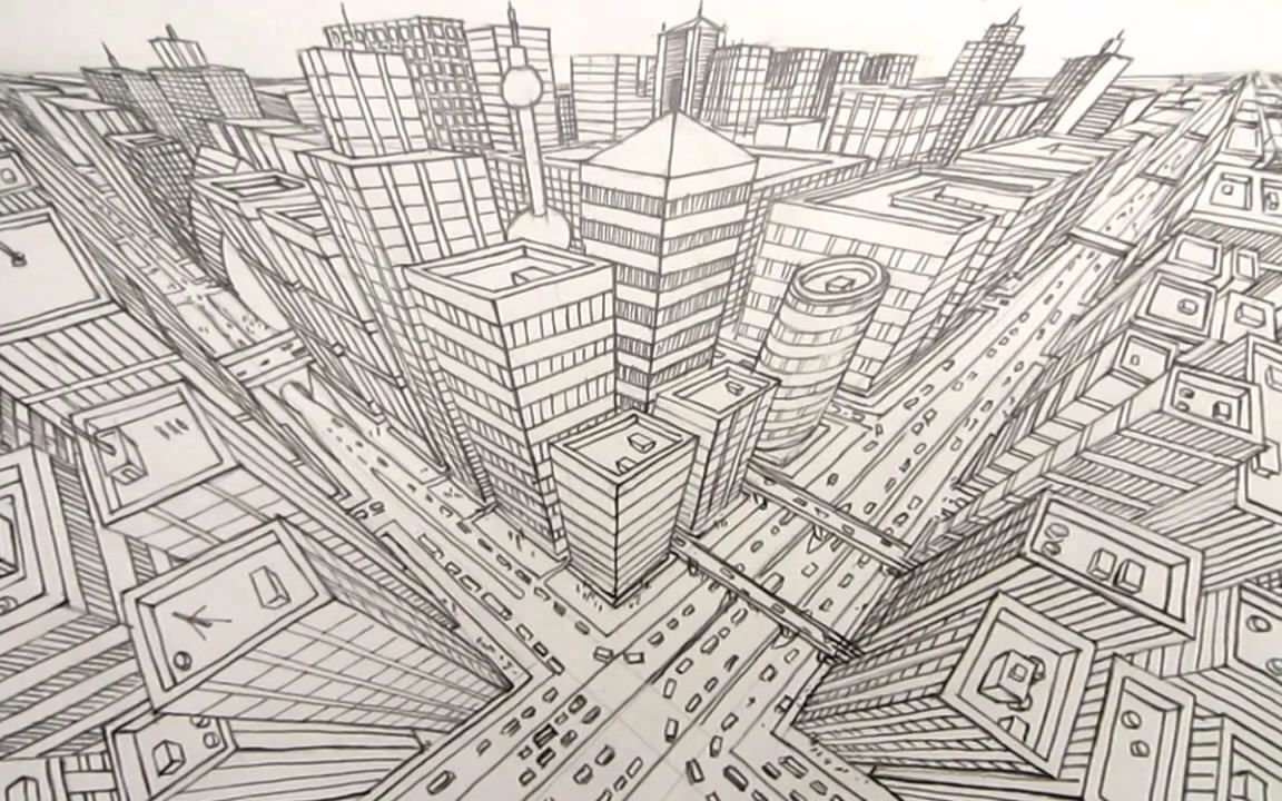 手绘线条图像都市图片