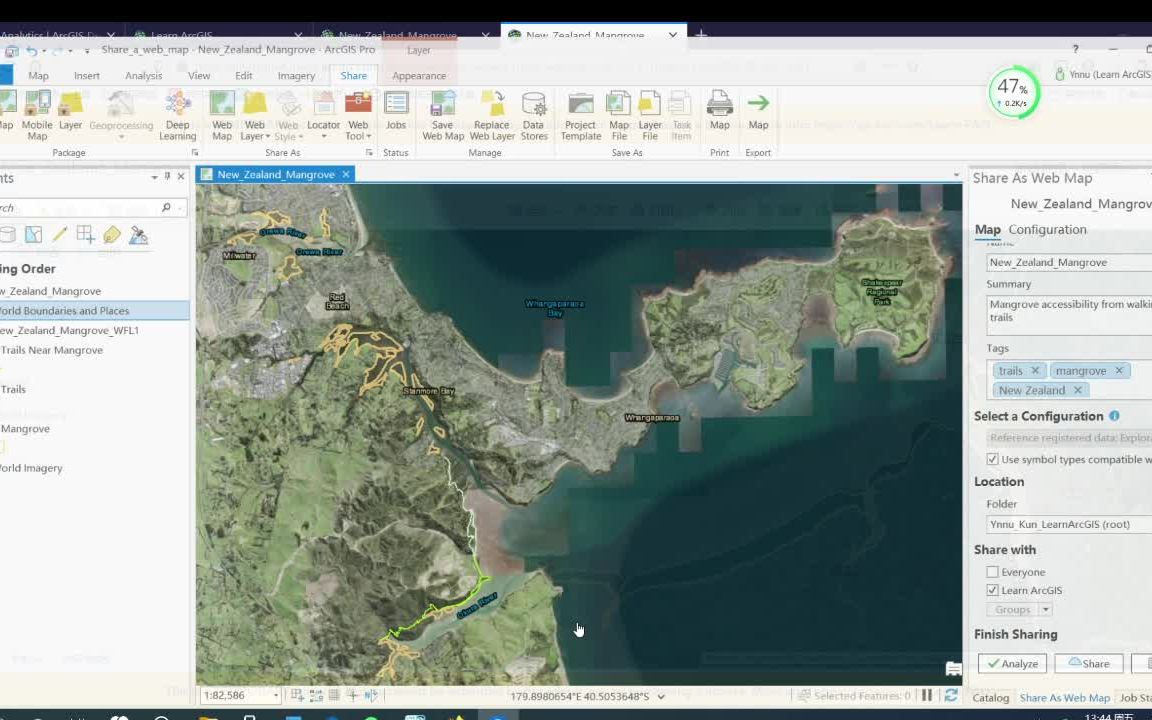 [图]ArcGIS Pro在线分享观赏新西兰红树林徒步路线图