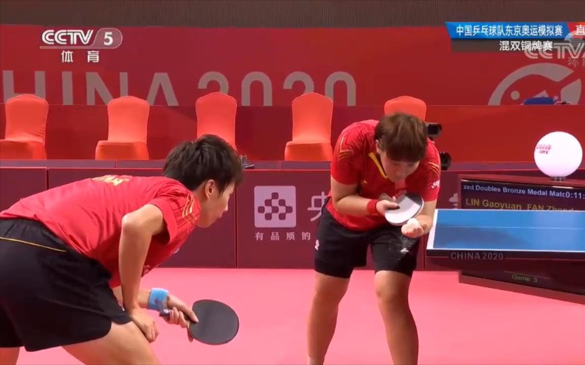 央视解说樊振东陈梦vs林高远孙铭阳铜牌争夺战奥运模拟赛
