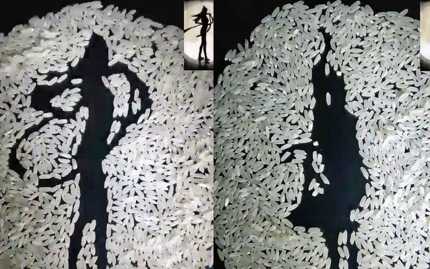 活动作品米也要涨价了女子用大米摆出飞舞的敦煌仙女网友这米成精了