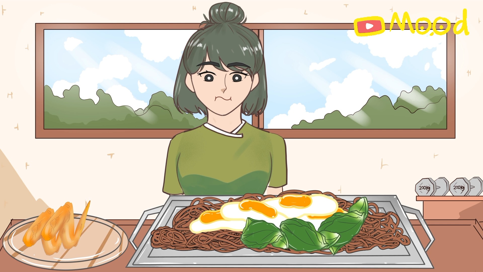 动画 mukbang 炒面 5 包 印尼动画