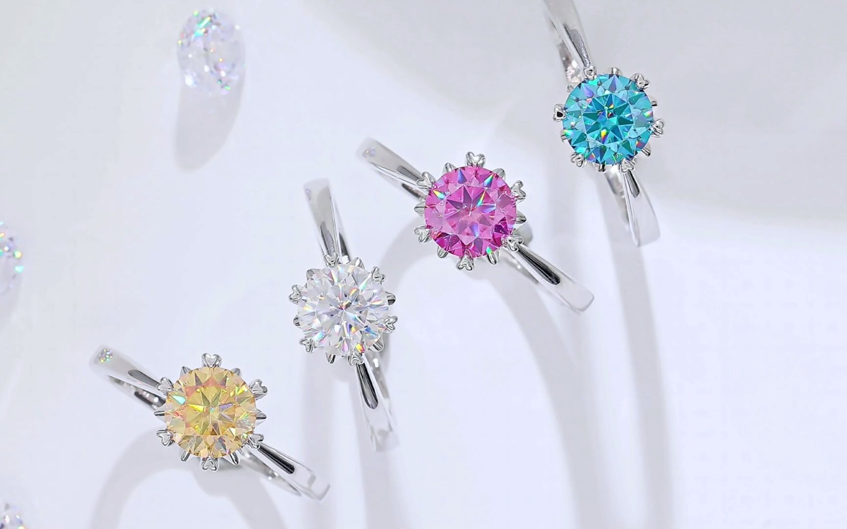 彩色莫桑钻饰品批发 经典雪花戒指