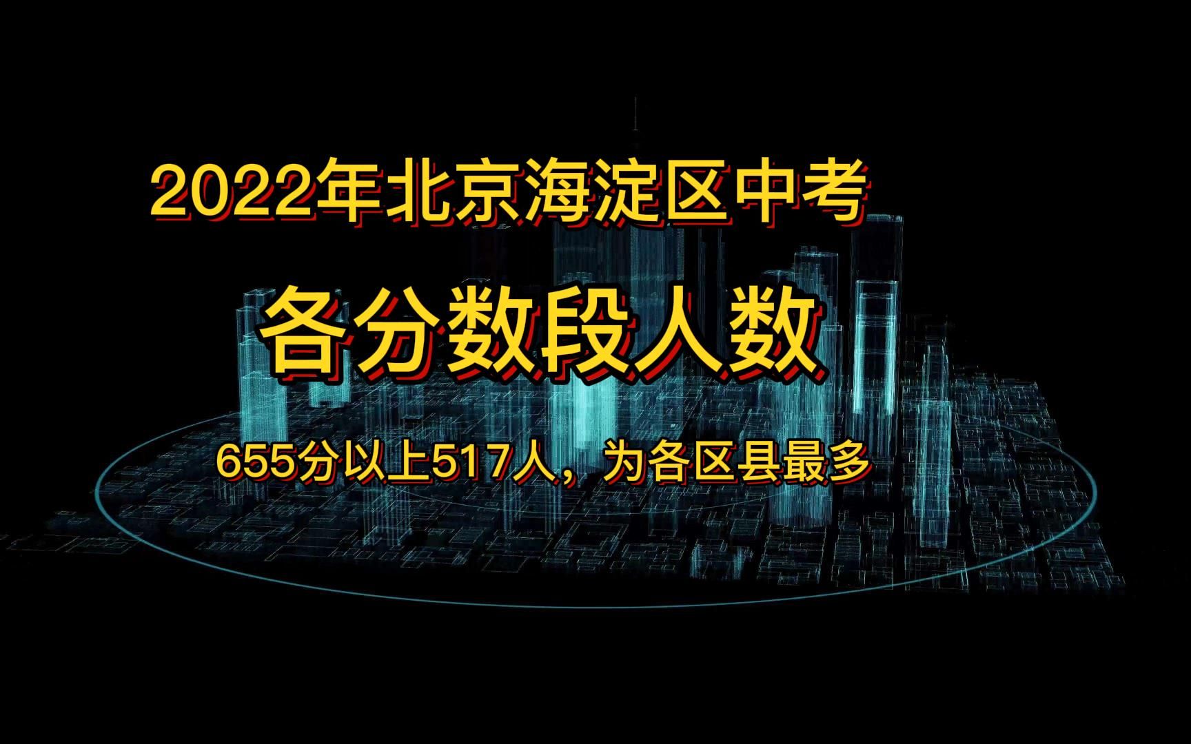 2022年北京海淀区中考各分数段人数,655分以上517人,为各区县最多哔哩哔哩bilibili