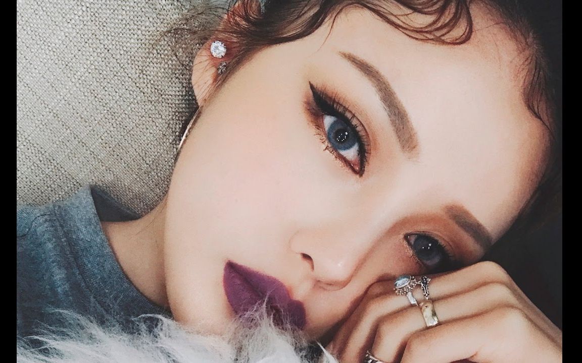 【英字】ins风紫唇彩妆 | 韩美妆博主pony | 质感妆 | 蓝光max_哔哩