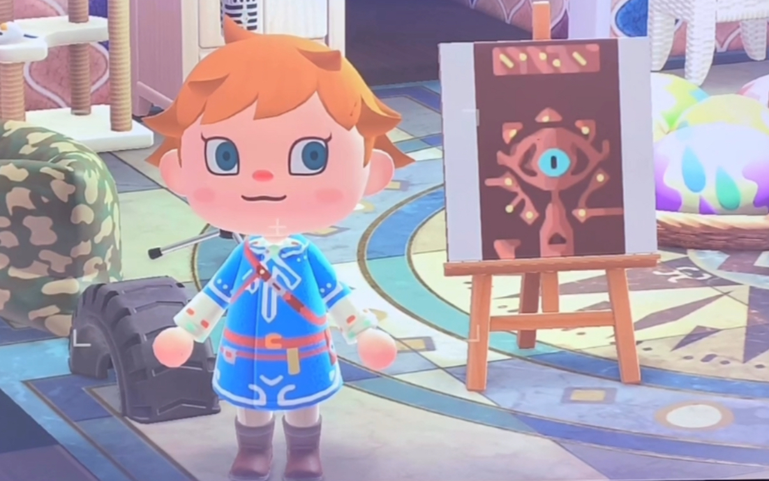 在动物森友会玩塞尔达希卡石板与英杰服绘制过程