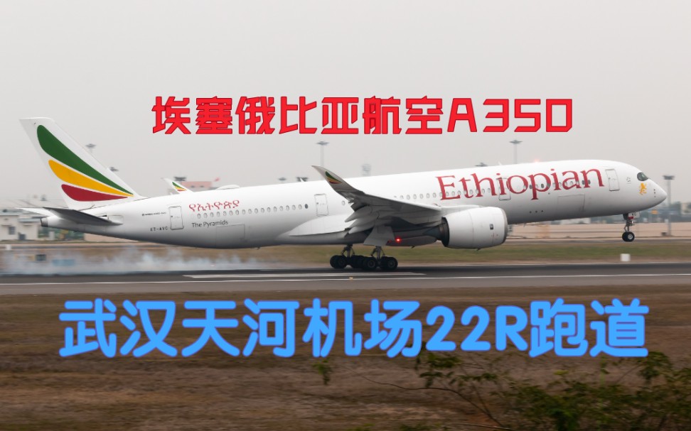 埃塞俄比亚航空A350落地武汉天河机场22R跑道哔哩哔哩bilibili