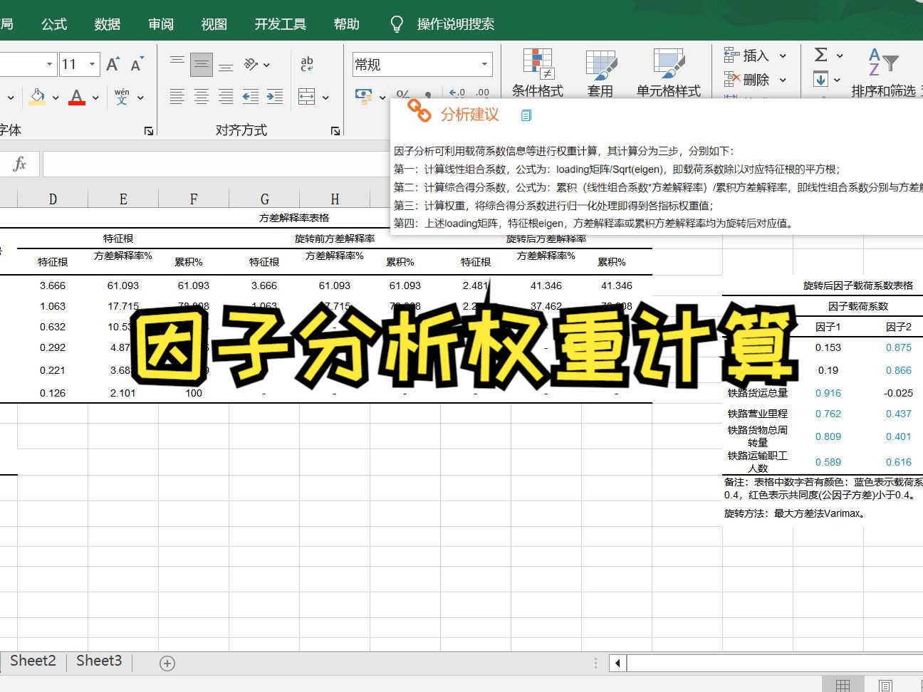 【小白学统计】因子分析后如何计算权重?公因子权重和指标权重计算Excel演示哔哩哔哩bilibili