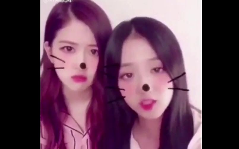 blackpinkjisoo和rose也开始玩韩版快手啦敲萌
