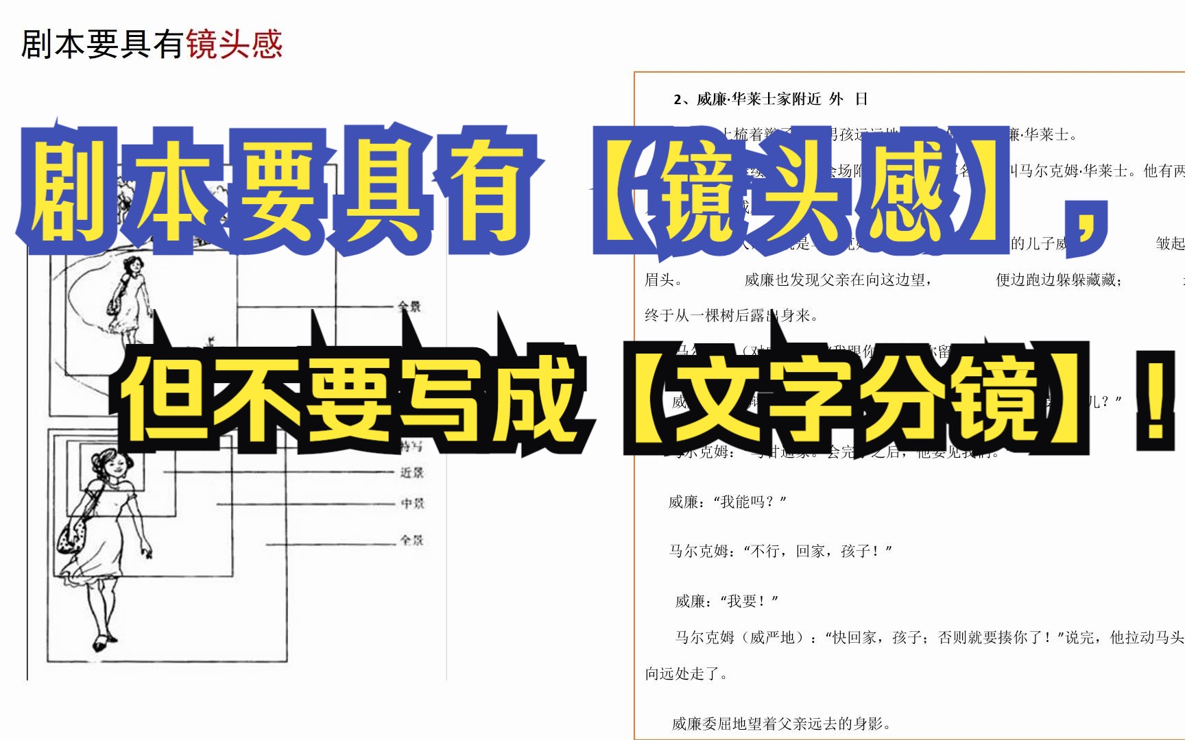 [图]剧本要具有【镜头感】，但不要写成【文字分镜】！