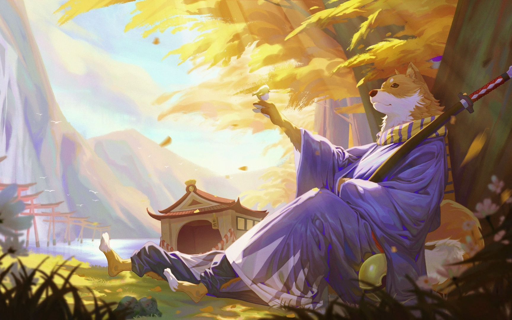 [集绘千卷] 《犬神与雀》阴阳师同人插画创作