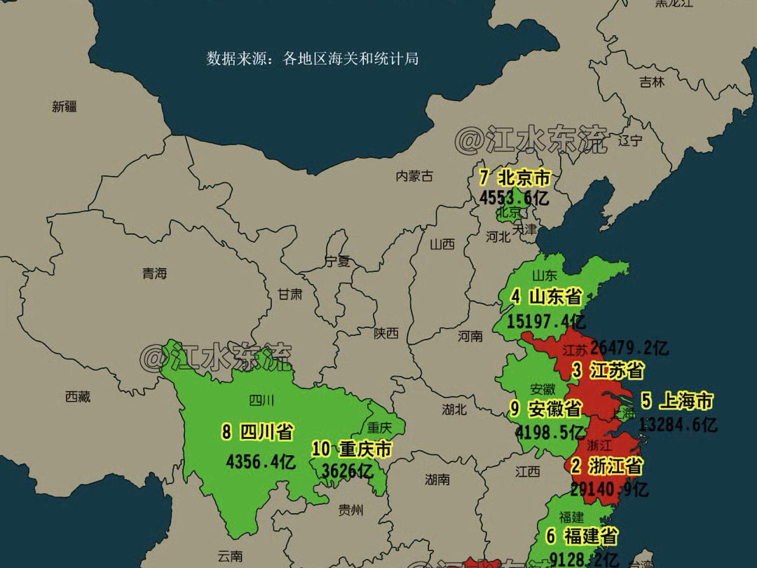 2024前三季度出口十强省,长三角三省一市全部上榜!#出口十强 #前三季度gdp #进出口 #数据可视化哔哩哔哩bilibili