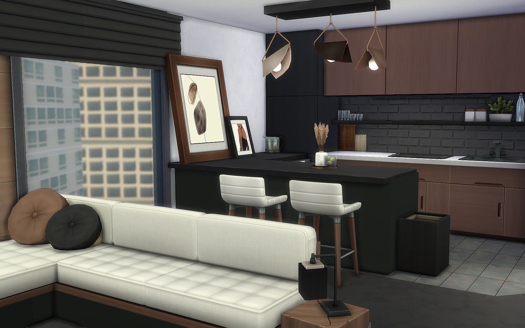 「模拟人生4速建」梦想家装公寓改造 | 暗色系高级感公寓 nocc_哔哩