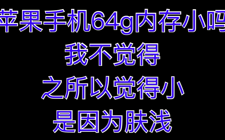 苹果手机64g内存小吗?我不觉得,之所以觉得小是因为肤浅哔哩哔哩bilibili