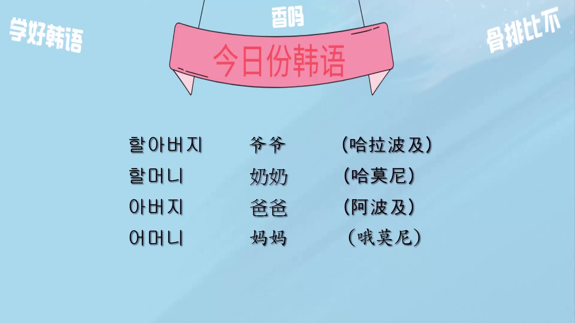 韩语日常用语300句家族成员的称呼用韩语该怎么说