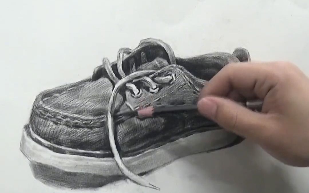 素描静物鞋子画法步骤一起来学画画绘画教程