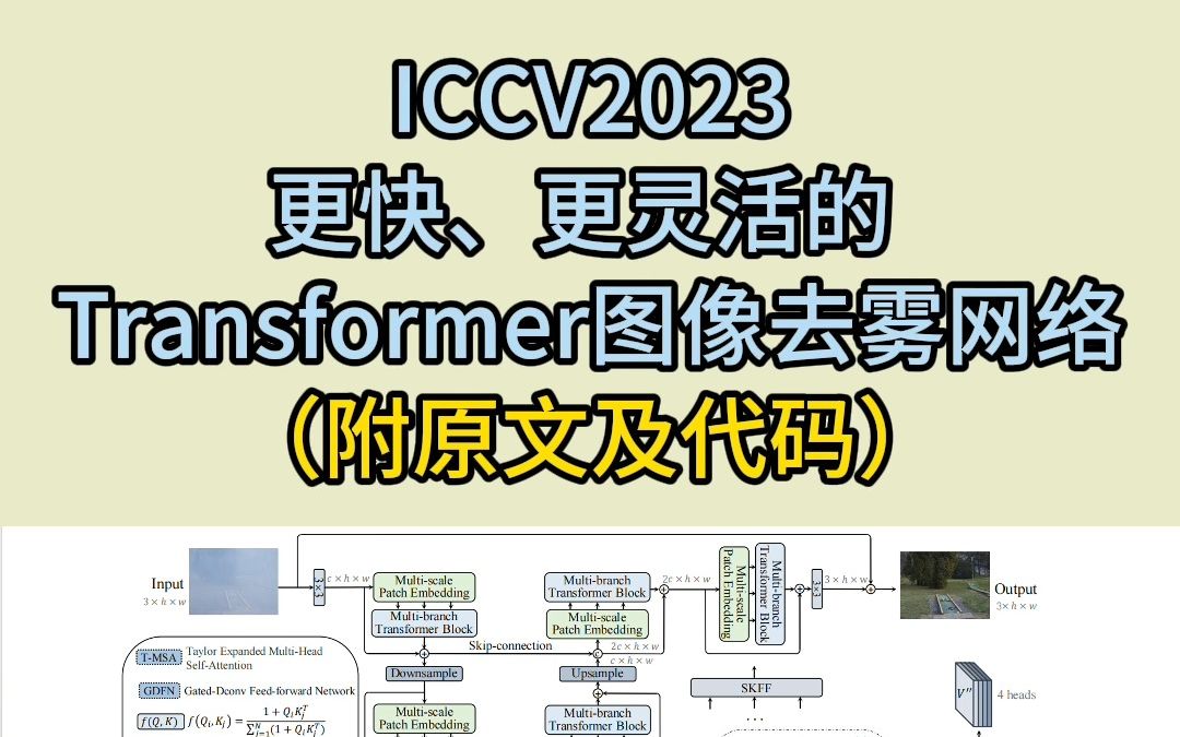 ICCV2023 更快、更灵活的 Transformer图像去雾网络哔哩哔哩bilibili