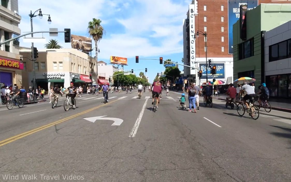 【超清美国】第一视角 美国加州洛杉矶好莱坞单车街头巡游活动 2019.