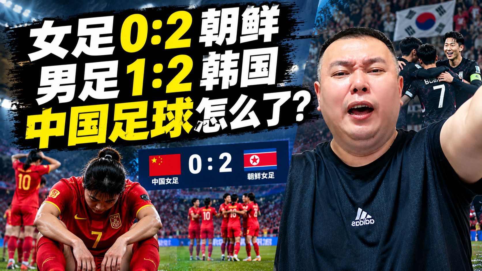 女足0:2输给朝鲜，男足1:2被韩国逆转，双双止步四强，无缘决赛
