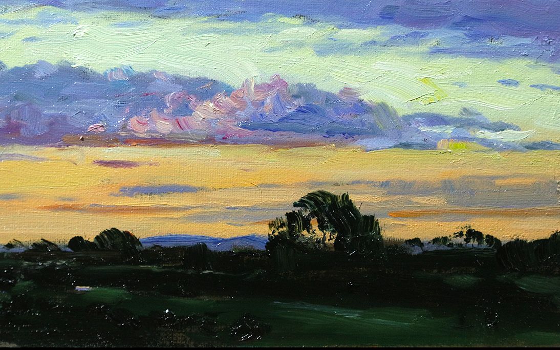 傅大力老师小幅风景油画#161 傍晚的天空