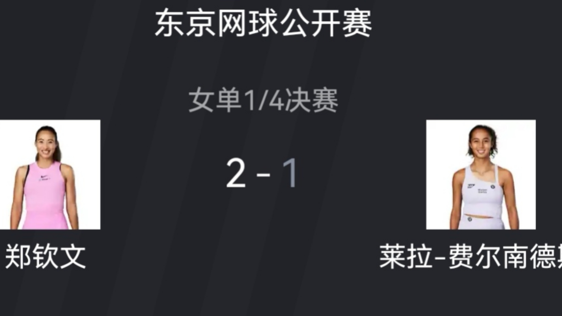 东京网球公开赛女单1/4决赛,郑钦文21莱拉费尔南德斯,晋级四强,虎扑评论哔哩哔哩bilibili